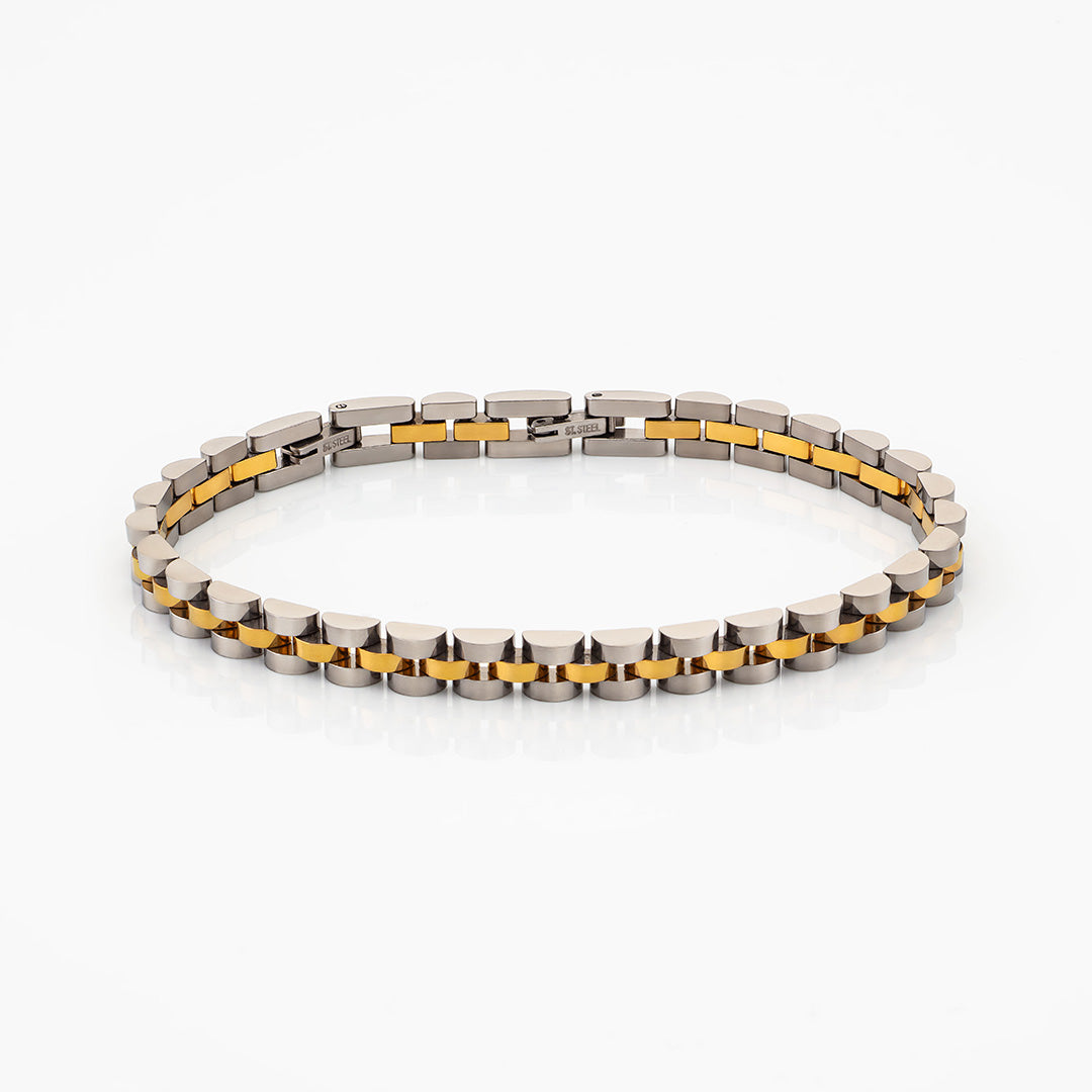 Luca Barra | Bracciale Uomo in Acciaio Inox con Inserto Oro