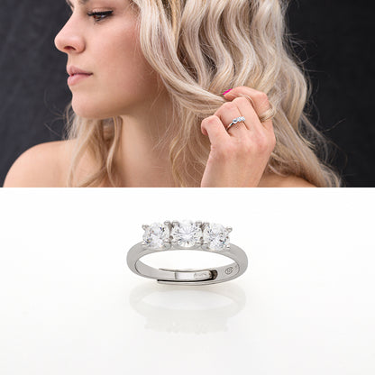 Anello trilogy in Argento con zirconi | Mabina