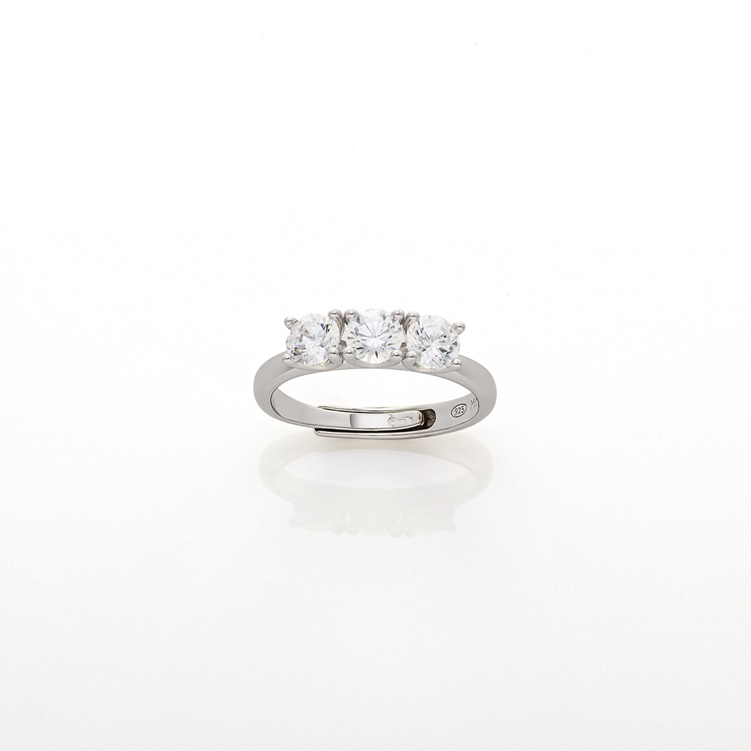 Anello trilogy in Argento con zirconi | Mabina