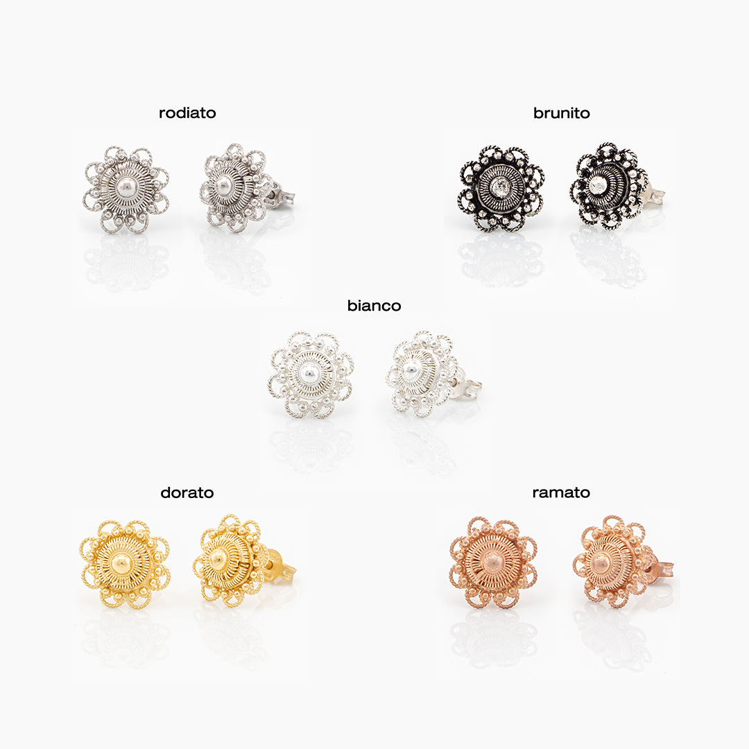 Orecchini in filigrana a lobo bottone sardo| Artiginato Sardo Maria de Deus