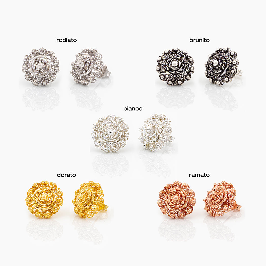 Orecchini in filigrana a lobo bottone sardo| Artiginato Sardo Maria de Deus