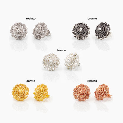 Orecchini in filigrana a lobo bottone sardo| Artiginato Sardo Maria de Deus