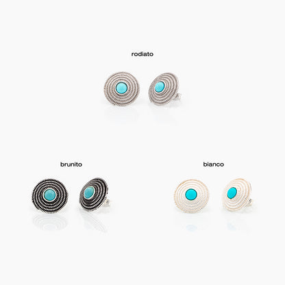 Orecchini in filigrana a lobo corbula con pietra celeste | Artiginato Sardo Maria de Deus