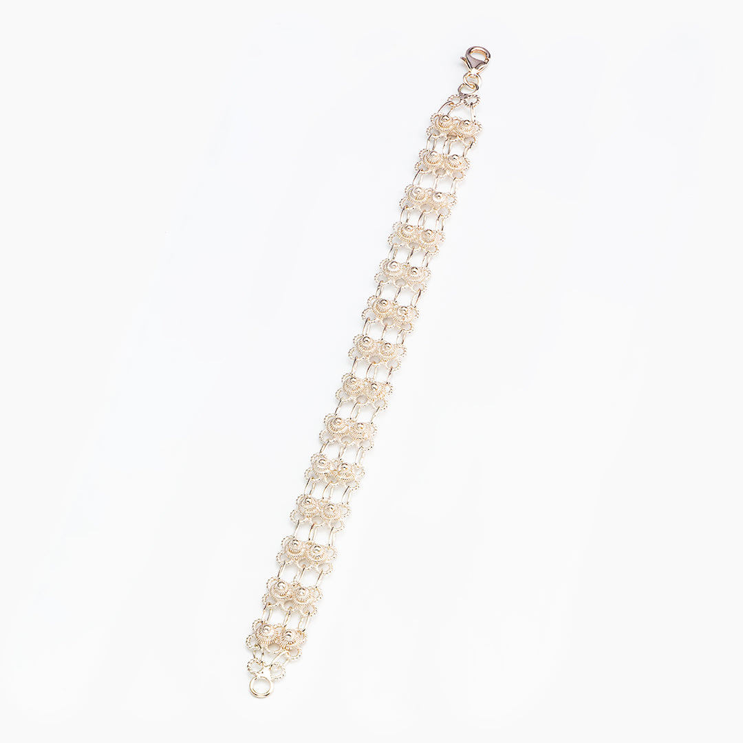 Bracciale in filigrana - Artigianato Sardo con dettaglio bottone - 2 maglie | Maria De Deus