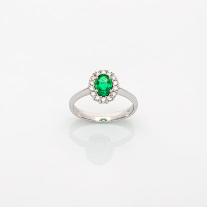 Anello in Oro Bianco con Smeraldo e Brillanti | Mirco Visconti