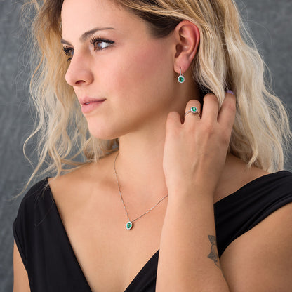 Girocollo in Oro Bianco con Smeraldo e Brillanti | Mirco Visconti