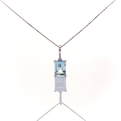 Girocollo in oro Bianco con Acquamarina e Brillante | Mirco Visconti