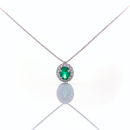 Girocollo in Oro Bianco con Smeraldo e Brillanti | Mirco Visconti