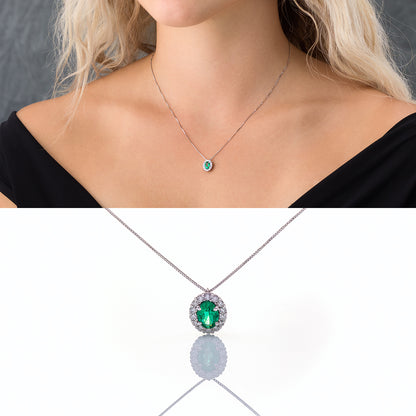 Girocollo in Oro Bianco con Smeraldo e Brillanti | Mirco Visconti