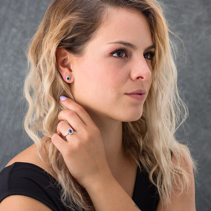 Anello in Oro Bianco con Zaffiro e Brillanti | Mirco Visconti