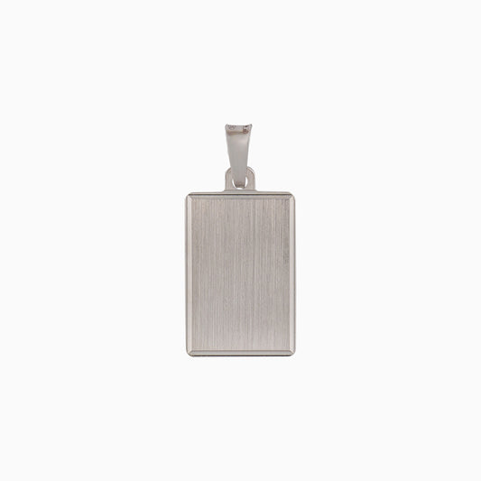 Ciondolo Rettangolare Personalizzato in Argento con Cornice e Interno Satinato – Pendente da Incidere 14x24 mm
