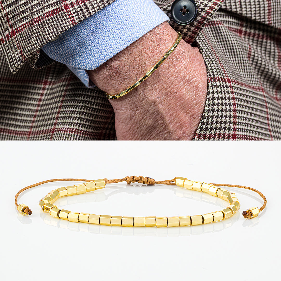 Bracciale in perline di ematite sfaccettato | Gold&Silver