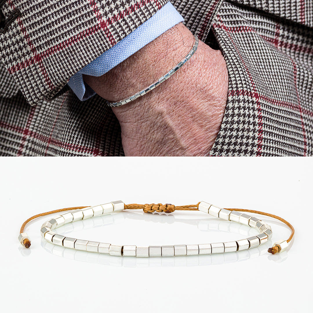 Bracciale in perline di ematite sfaccettato | Gold&Silver