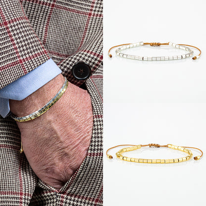 Bracciale in perline di ematite sfaccettato | Gold&Silver